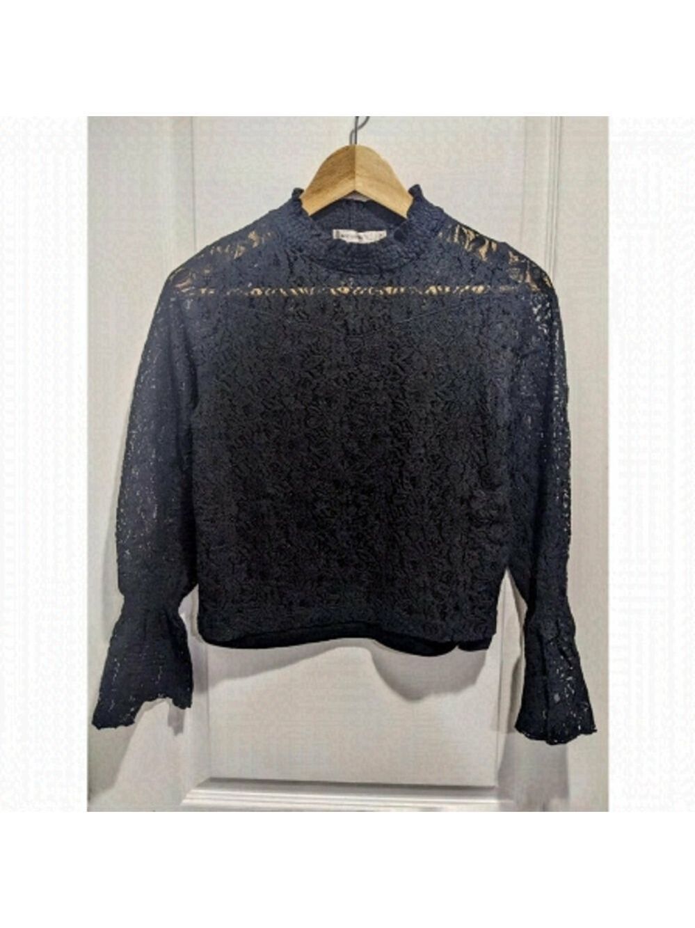 Moussy | Lace high neck blouse in Black